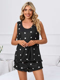 Heart Scoop Neck Tank and Shorts Lounge Set - Trendsi - Flyclothing LLC