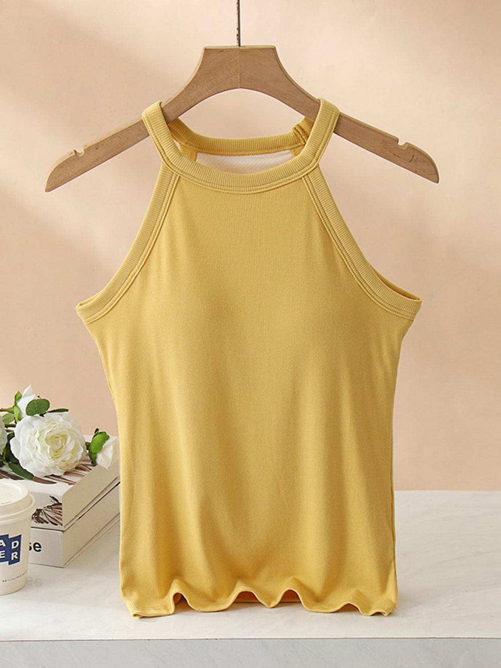 Grecian Neck Tank With Chest Pads - Trendsi - Flyclothing LLC