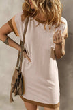 Textured Round Neck Short Sleeve Dress - Trendsi - Flyclothing LLC