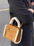 Sherpa Trim Suede Crossbody Bag - Trendsi - Flyclothing LLC