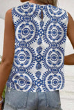 Printed Crew Neck Sleeveless Top - Trendsi - Flyclothing LLC