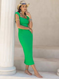 Square Neck Cap Sleeve Midi Dress - Trendsi - Flyclothing LLC