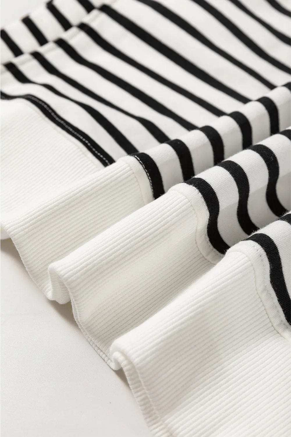 Slit Striped Round Neck Long Sleeve Sweatshirt - Trendsi - Flyclothing LLC