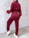 Zip Up Long Sleeve Cropped Top and Joggers Set - Trendsi - Flyclothing LLC