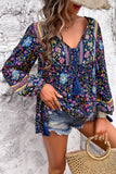 Floral Print Tie Neck Blouse - Trendsi - Flyclothing LLC