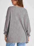 Waffle Knit Round Neck Long Sleeve T-Shirt - Trendsi - Flyclothing LLC