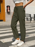 Elastic Waist Tapered Pants - Trendsi - Flyclothing LLC