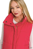 Zenana High Neck Zip-Up Vest Coat - Trendsi - Flyclothing LLC