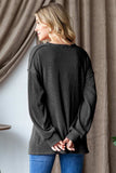 Heimish Ribbed Exposed Seam Long Sleeve T-Shirt - Trendsi - Flyclothing LLC