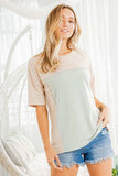 Heimish Full Size Contrast Round Neck Short Sleeve T-Shirt Plus Size - Trendsi - Flyclothing LLC