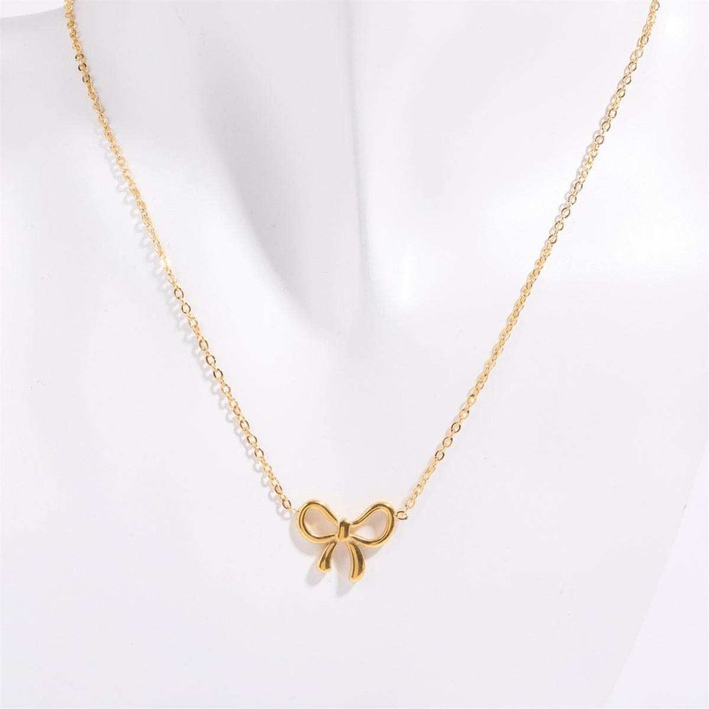 Titanium Steel Bow Pendant Necklace - Trendsi - Flyclothing LLC