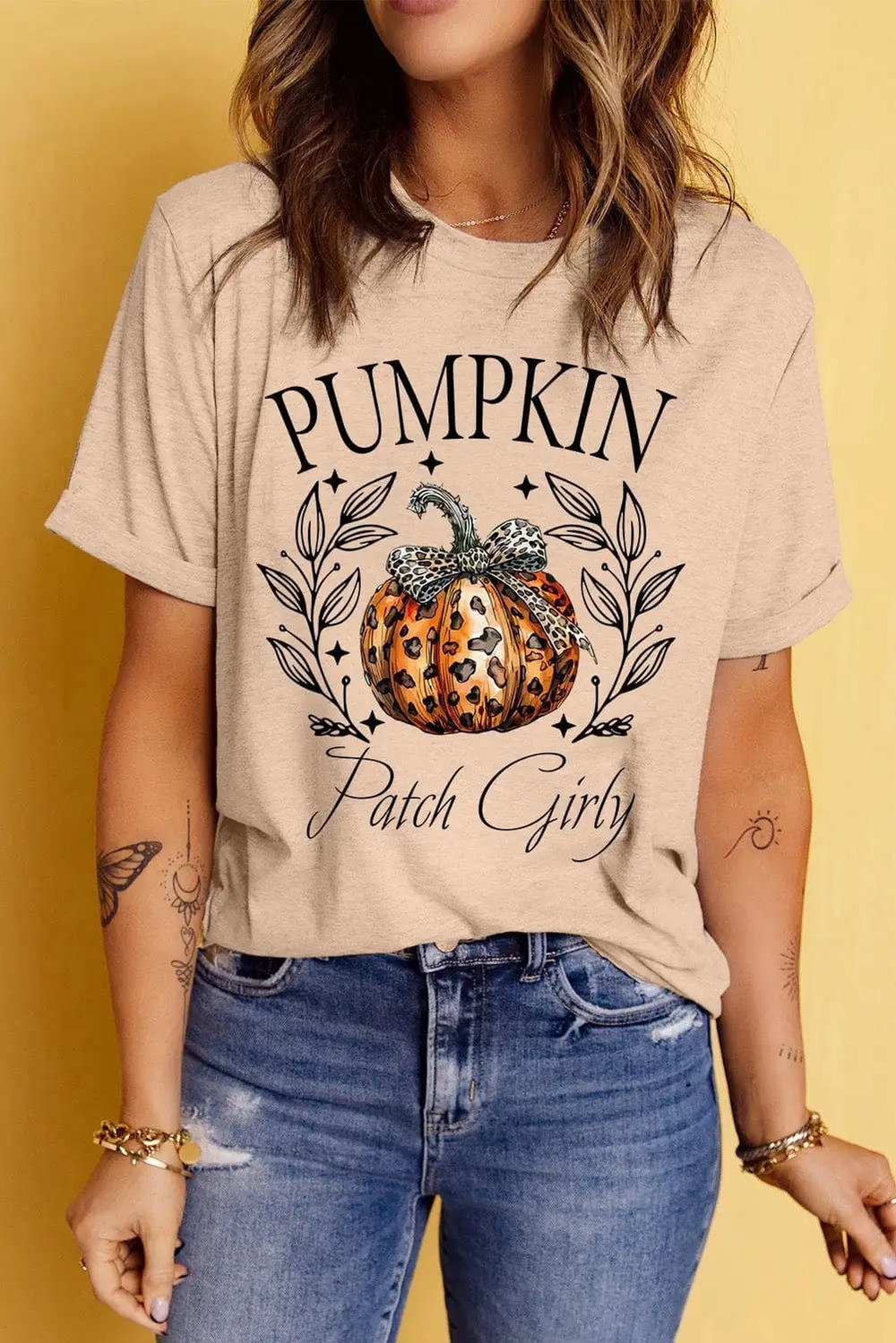 Pumpkin Graphic Round Neck Short Sleeve T-Shirt - Trendsi - Flyclothing LLC