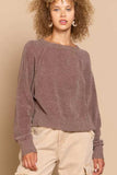 POL Round Neck Backless Sweater with Ribbed Edge - Trendsi - Flyclothing LLC