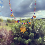 14K Gold-Plated Bead Sun Pendant Necklace - Trendsi - Flyclothing LLC