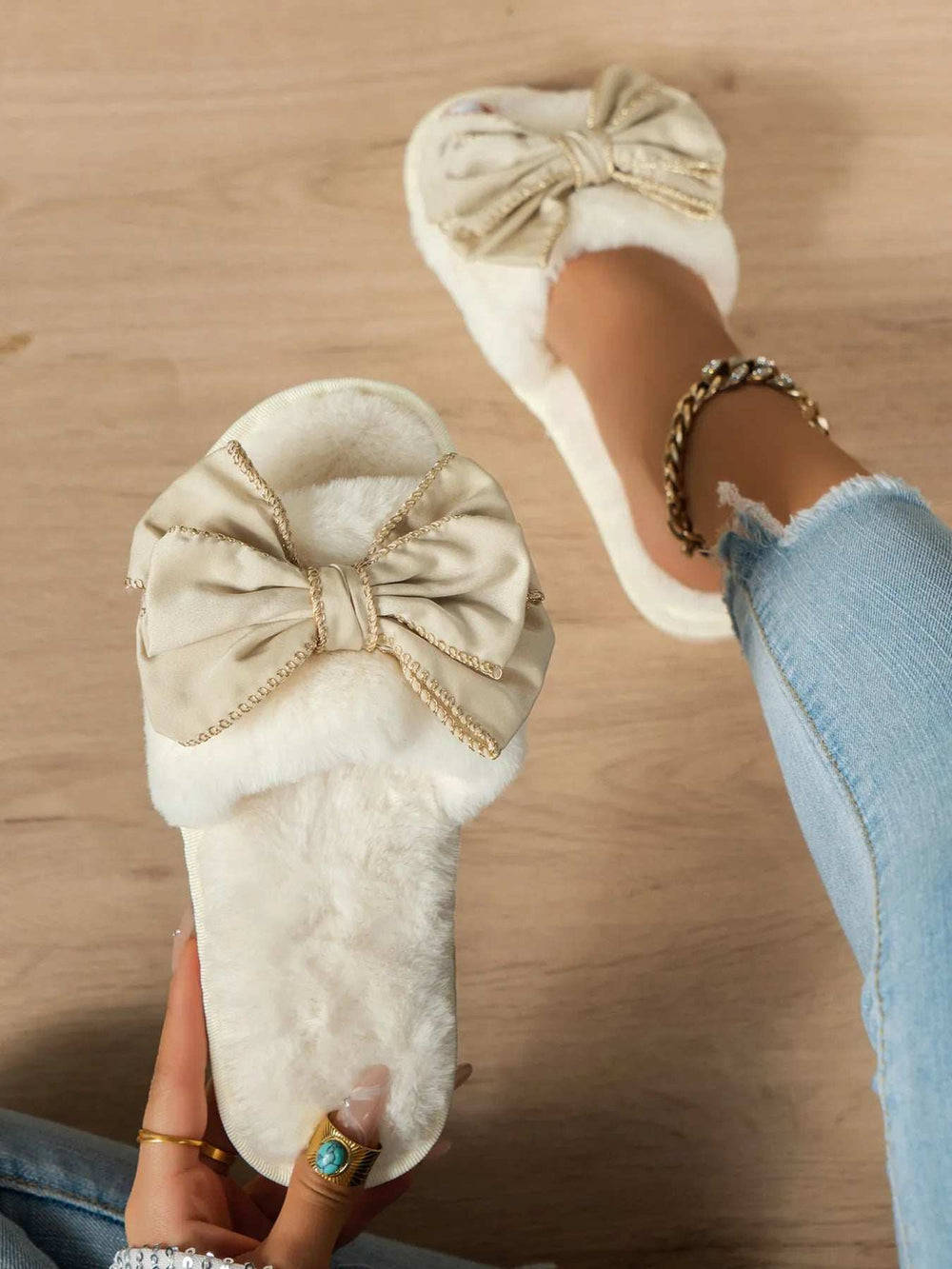Bow Open Toe Slippers - Trendsi - Flyclothing LLC