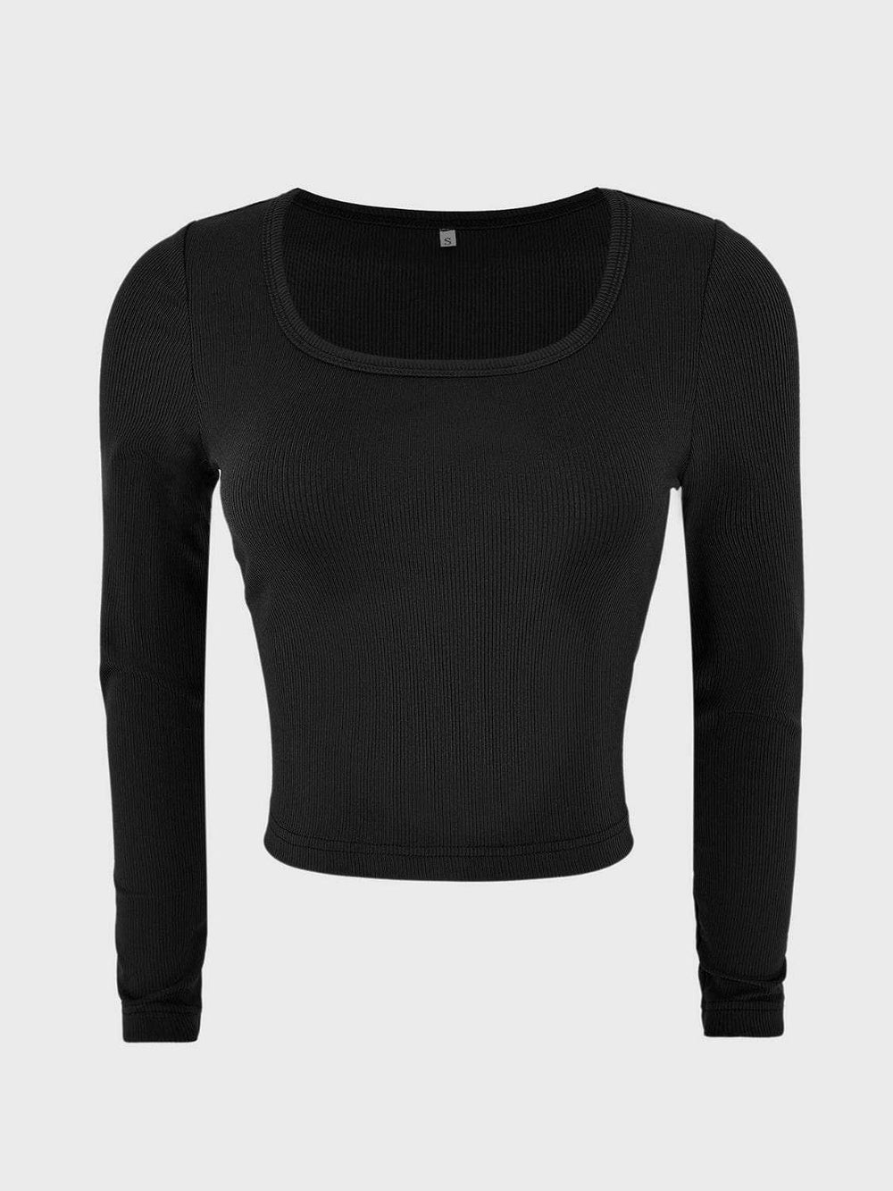 Scoop Neck Long Sleeve T-Shirt - Trendsi - Flyclothing LLC