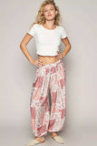 POL Drawstring Floral Patchwork Wide leg Pants - Trendsi - Flyclothing LLC