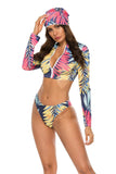 Printed Zip Up Three-Piece Swim Set - Trendsi - Flyclothing LLC