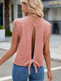 Cutout Round Neck Sleeveless Sweater - Trendsi - Flyclothing LLC