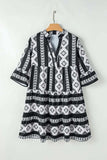 Tiered Printed Notched Half Sleeve Dress - Trendsi - Flyclothing LLC