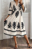Printed Half Sleeve Knee Length Dress - Trendsi - Flyclothing LLC