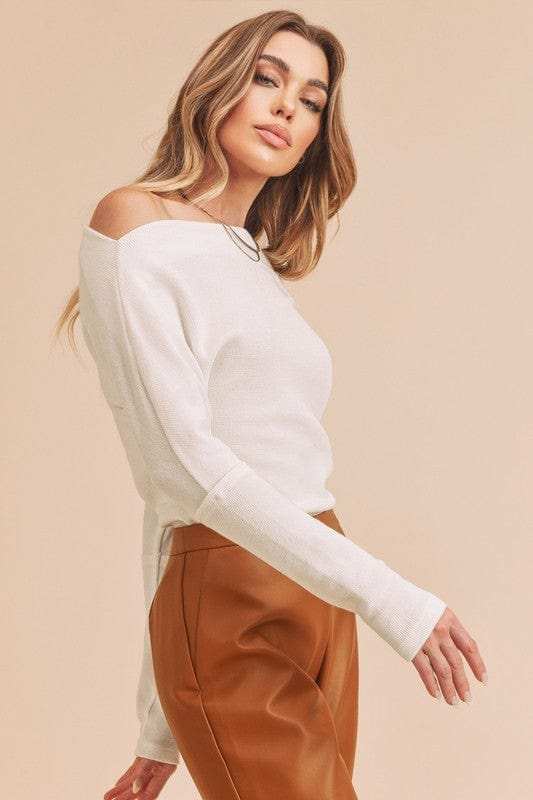 Aemi + Co One Shoulder Long Sleeve Knit Top - Trendsi - Flyclothing LLC
