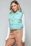 Snobbish Snap Down Quilted Crop Vest - Trendsi - Flyclothing LLC