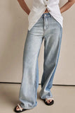 Contrast Straight Leg Jeans with Pockets - Trendsi - Flyclothing LLC