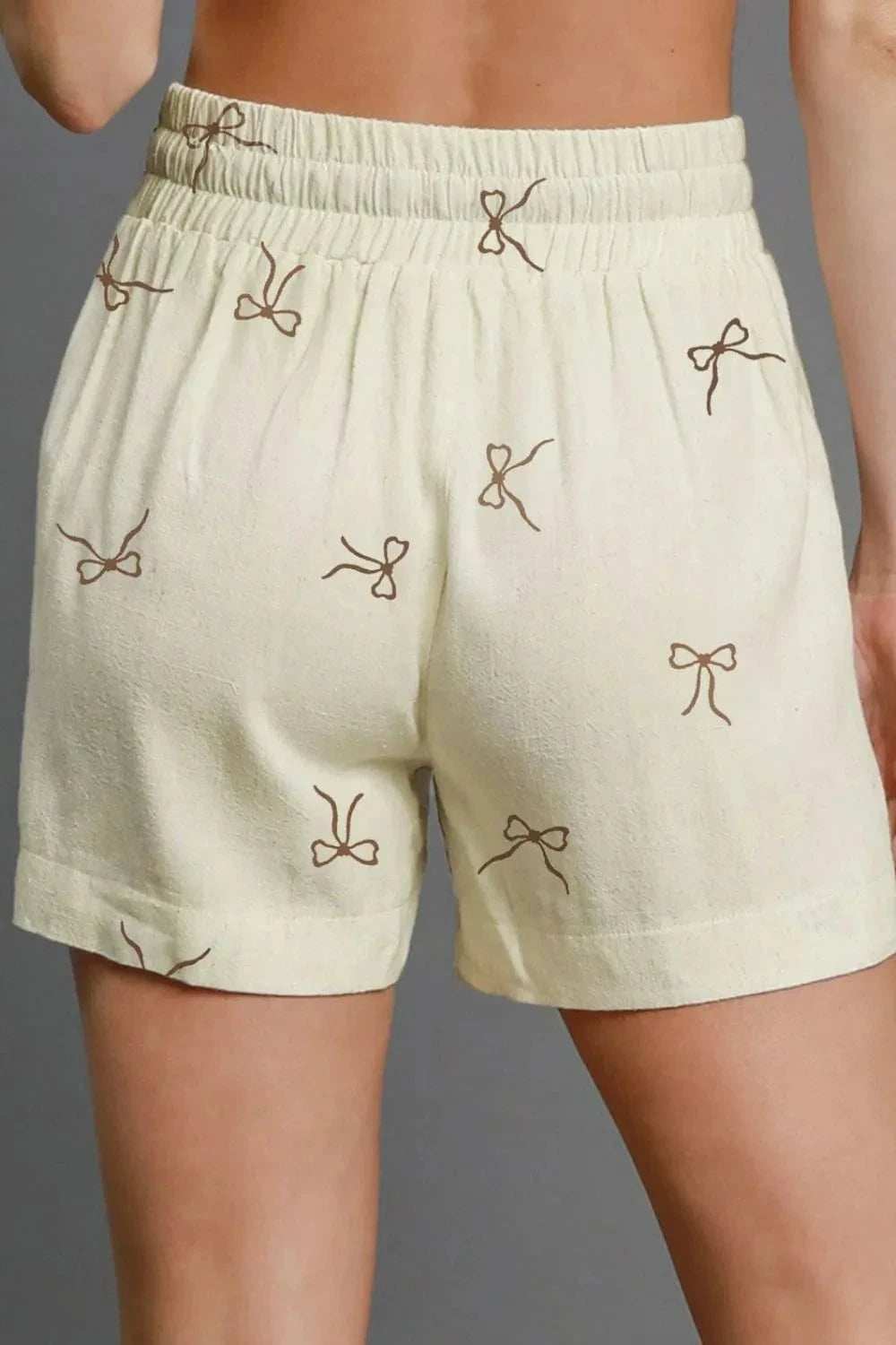 Bow Print Lace Drawstring Casual Shorts - Trendsi - Flyclothing LLC