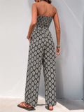 Perfee Printed Smocked Sleeveless Jumpsuit - Trendsi - Flyclothing LLC