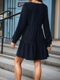 V-Neck Long Sleeve Mini Dress - Trendsi - Flyclothing LLC