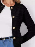 Button Up Round Neck Long Sleeve Cardigan - Trendsi - Flyclothing LLC