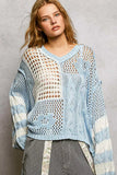 POL Color-Blocked Stripe Pattern Knit Top with Twisted Weave - Trendsi - Flyclothing LLC