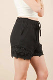 VERY J Lace Contrast Detail Woven Shorts - Trendsi - Flyclothing LLC