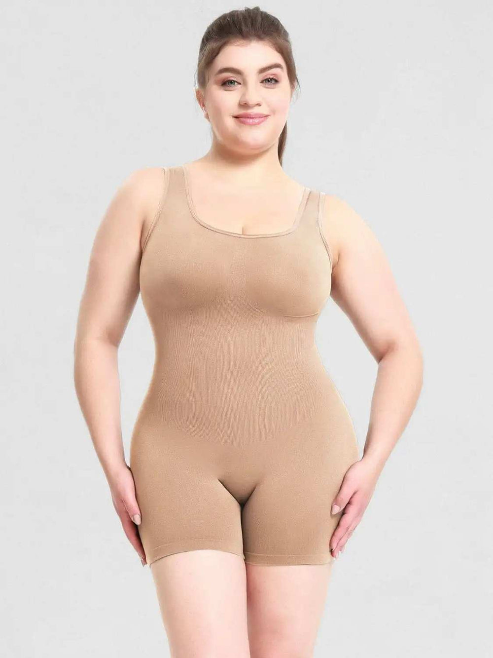 Scoop Neck Wide Strap Shaping Romper - Trendsi - Flyclothing LLC