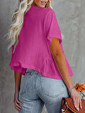 Tied Plunge Short Sleeve Blouse - Trendsi - Flyclothing LLC