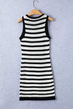 Openwork Striped Wide Strap Knit Dress - Trendsi - Flyclothing LLC