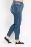 Judy Blue Full Size High Rise Button Fly Skinny Jeans Plus Size - Trendsi - Flyclothing LLC