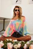 BiBi Tie Dye French Terry V Neck Top - Trendsi - Flyclothing LLC
