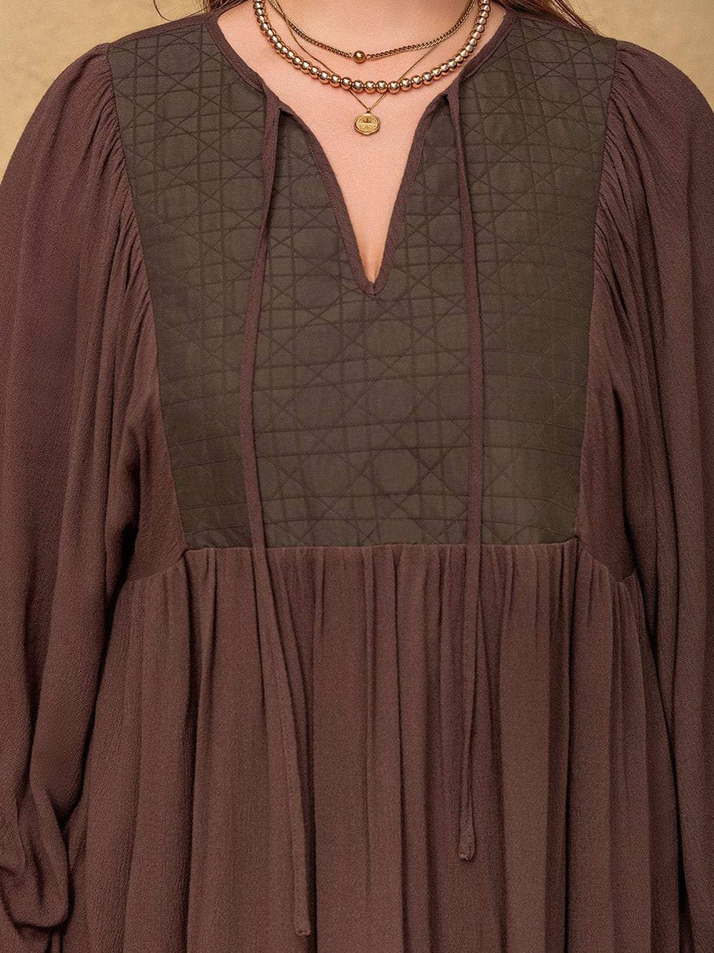 Plus Size Tie Neck Balloon Sleeve Blouse - Trendsi - Flyclothing LLC