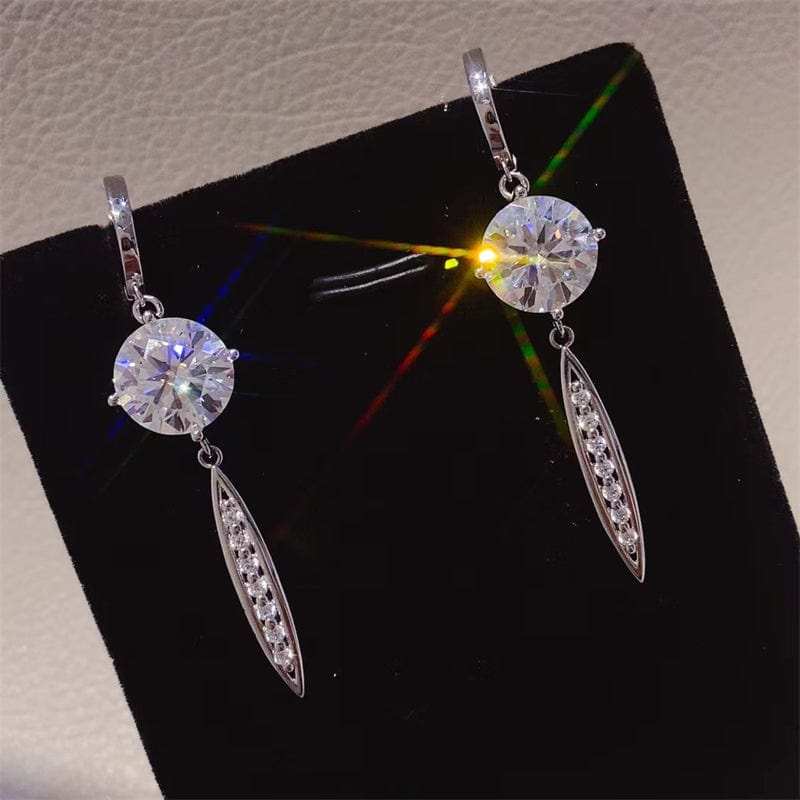 10 Carat Moissanite 925 Sterling Silver Earrings - Trendsi - Flyclothing LLC