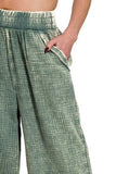 Zenana Washed Double Gauze Elastic Band Waist Pants - Trendsi - Flyclothing LLC