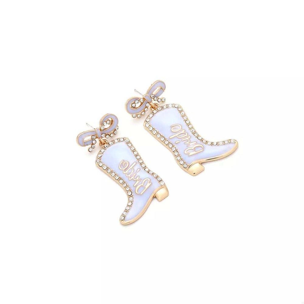 Cowgirl Boot Dangle Earrings with Bow - Trendsi - Flyclothing LLC