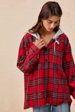 BiBi Brushed Plaid Hooded Jacket - Trendsi - Flyclothing LLC