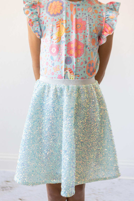 Aqua Sequin Twirl Skort - Mila & Rose ® - Flyclothing LLC