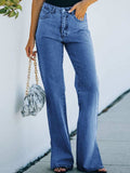 Side Slit Jeans with Pockets - Trendsi - Flyclothing LLC