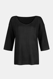 V-Neck Three-Quarter Sleeve Knit Top - Trendsi - Flyclothing LLC