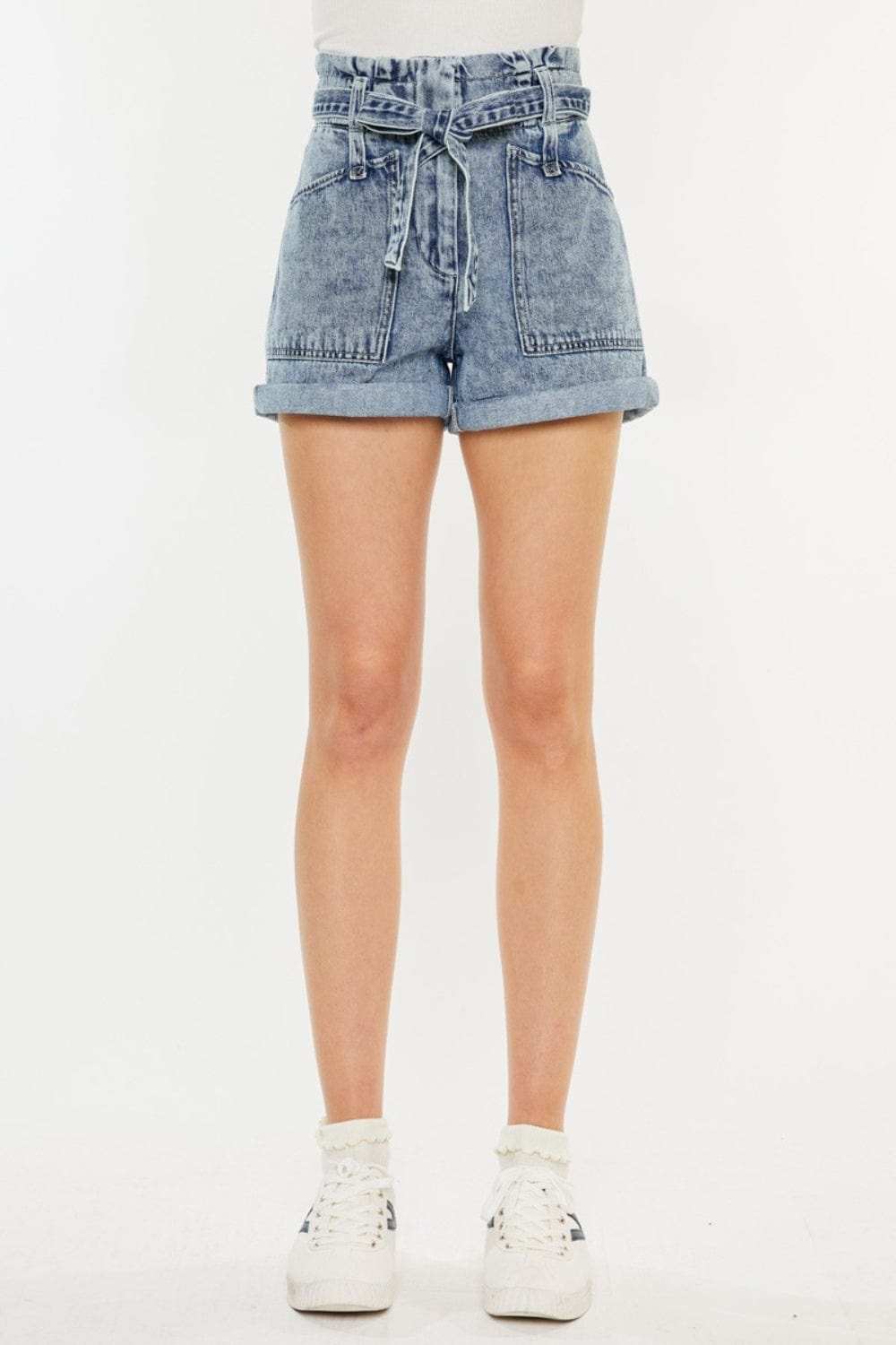 Kancan Ultra High Rise Paperbag Denim Shorts - Trendsi - Flyclothing LLC