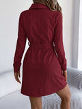 Button-Front Corduroy Shirt Dress - Trendsi - Flyclothing LLC
