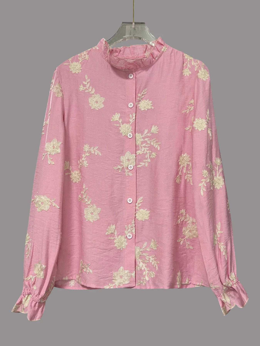 Flower Button Up Long Sleeve Shirt - Trendsi - Flyclothing LLC